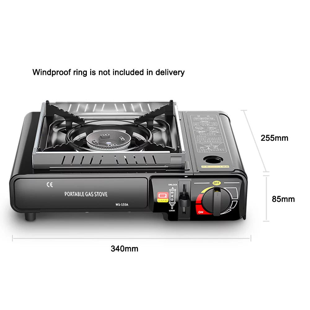 Portable 2.9KW Cassette Butane Stove with Piezo Ignition - Optimal for Outdoor Cooking, Camping, Picnics, Backpacking, Hiking, and Barbecues