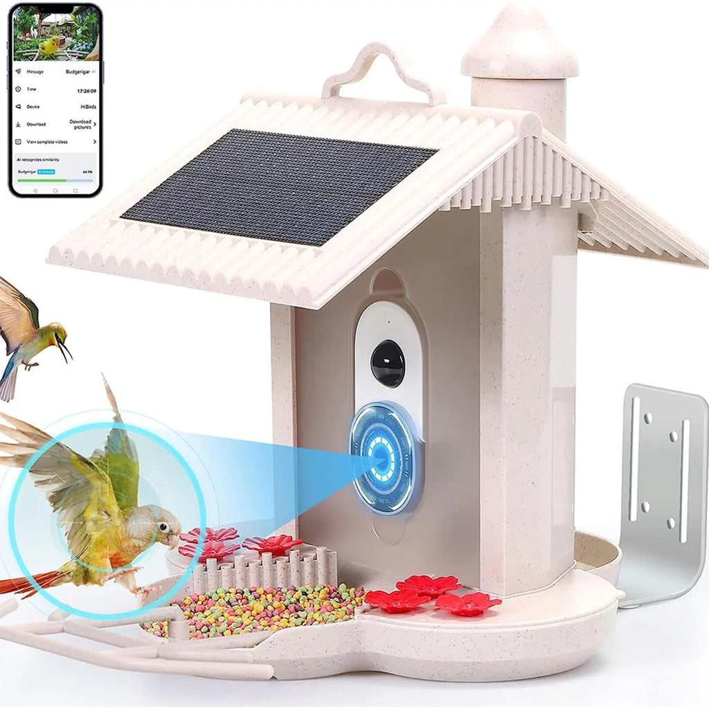 Tomshoo Bird Device,Auto Capture Video Camera 1080p Auto Identify Species Ip65 Notification Ai Identify AndReal-time Tf Species Ip65 Waterproof Video AndSmart Feeder Wifi Huiop Solar
