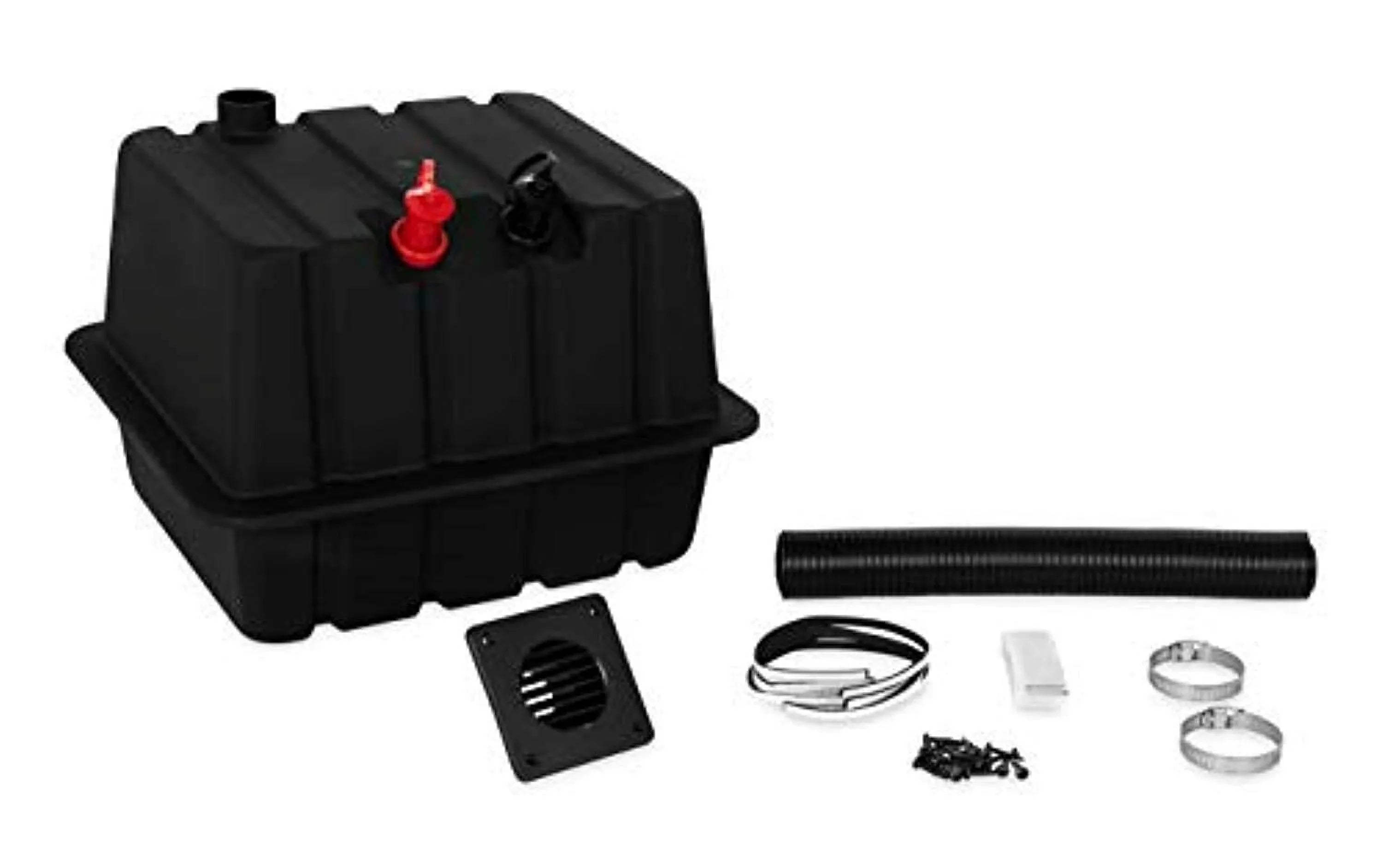 Camco Vented Camper/RV Double Side-by-Side Battery Box | Stores (2) Group 24 Batteries | Suitable with 3/8-Inch Ring Terminals on Battery Cables (55370)