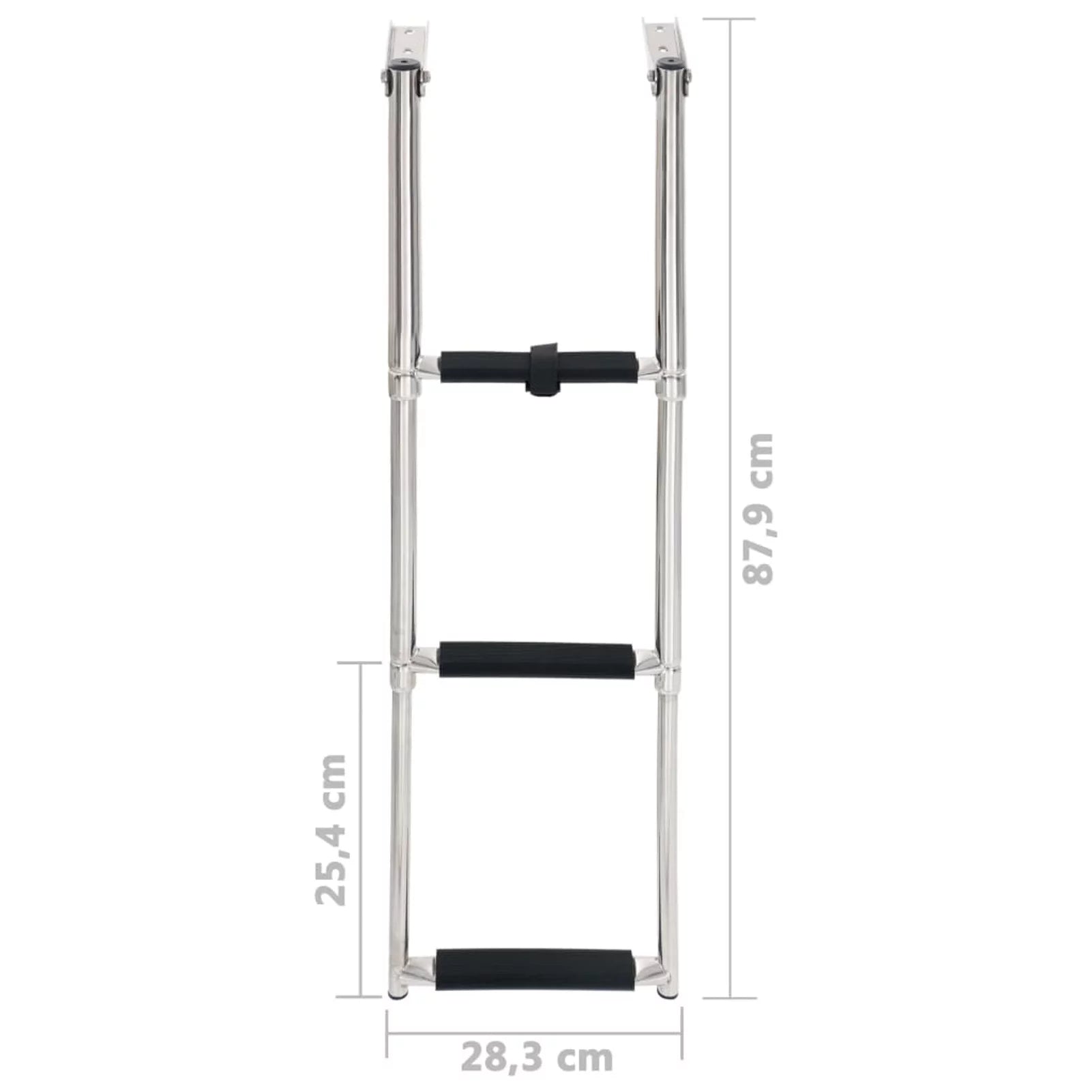 Dcenta 3 Folding Boarding Ladder Stainless Steel Non-Slip Telescopic Ladder for Swimming Pool, Ship and Mounting Platform