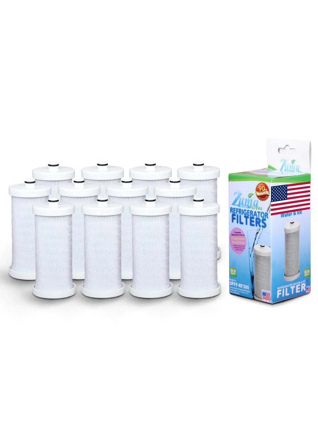 ZUMA Brand , Water and Ice Filter , Model # OPFF-RF300 , Matching with Frigidaire® NGRG-2000 - 12 Pack - Made in U.S.A.
