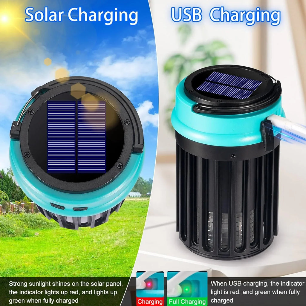G·PEH 3 in 1 Bug Zapper, Rechargeable Bug Zapper Outdoor Indoor Fly Trap Waterproof, Mosquito Zapper with Emergency Light for Home, Solar Bug Zapper Outdoor for Home, Backyard, Camping
