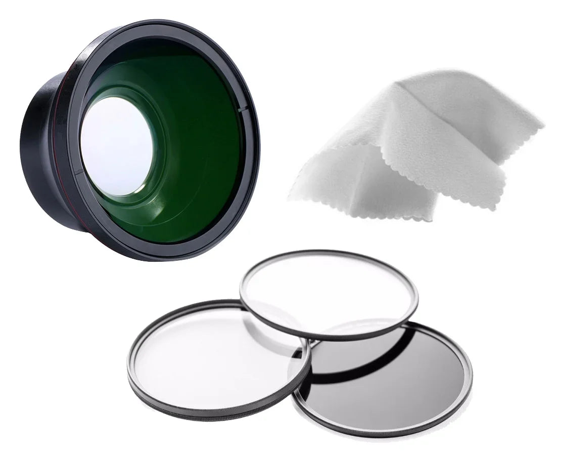 Panasonic Lumix DMC-LX10 0.43X High Definition Super Wide Angle Lens w/ Macro + Filter/Lens Adapter + Filter Set