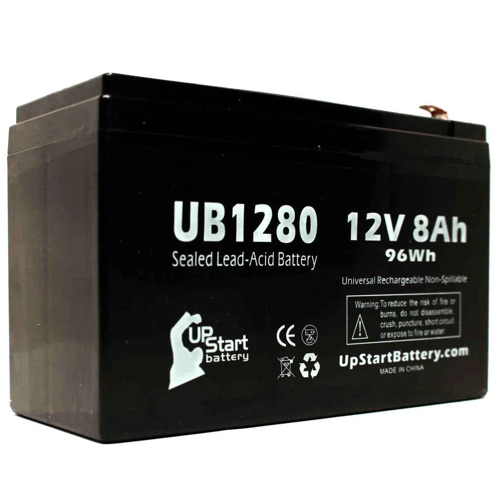 3x Pack - Matching Opti-ups 280ES Battery - Replacement UB1280 Universal Sealed Lead Acid Battery (12V, 8Ah, 8000mAh, F1 Terminal, AGM, SLA) - Includes 6 F1 to F2 Terminal Adapters
