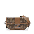 Pre-Owned Authenticated Fendi Zucca Baguette Trunk Coated Canvas Fabric Brown Crossbody Bag Unisex (Good)