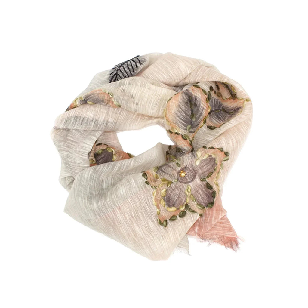 Sidney Byron Aventura Cotton and Silk Scarf in Pink and Cream