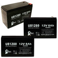 3x Pack - Matching Opti-ups 280ES Battery - Replacement UB1280 Universal Sealed Lead Acid Battery (12V, 8Ah, 8000mAh, F1 Terminal, AGM, SLA) - Includes 6 F1 to F2 Terminal Adapters