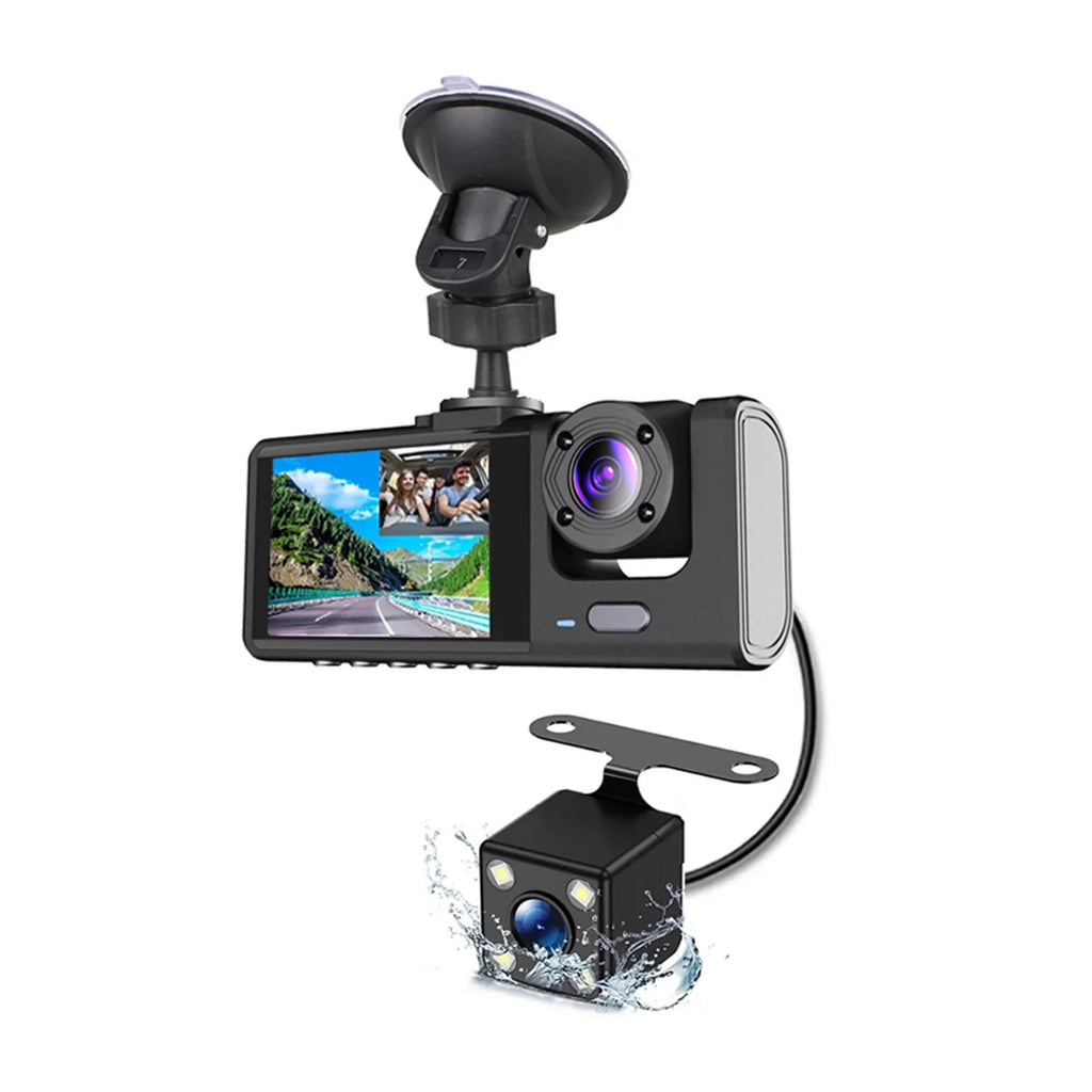 Nebublu Dash Camera with 3 Cameras, Car Video Recording Camcorder, Auto Safety Driving Recorder
