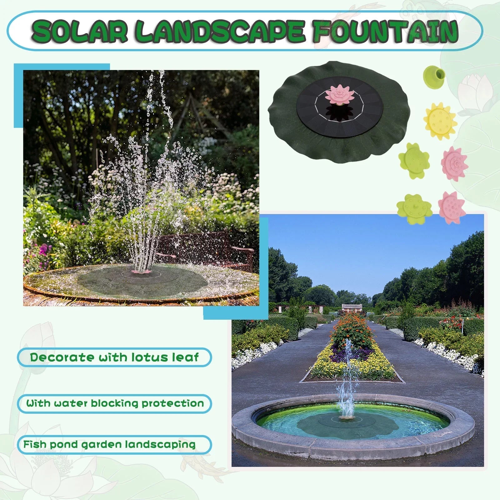 Imitation Sun Flower Solar Fountains For Garden Swimming Pool Pond Motion Controlled Sprinkler