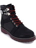 NAUTICA Womens Black Mixed Media Logo Strap Romilly Round Toe Lace-Up Hiking Boots 8 M