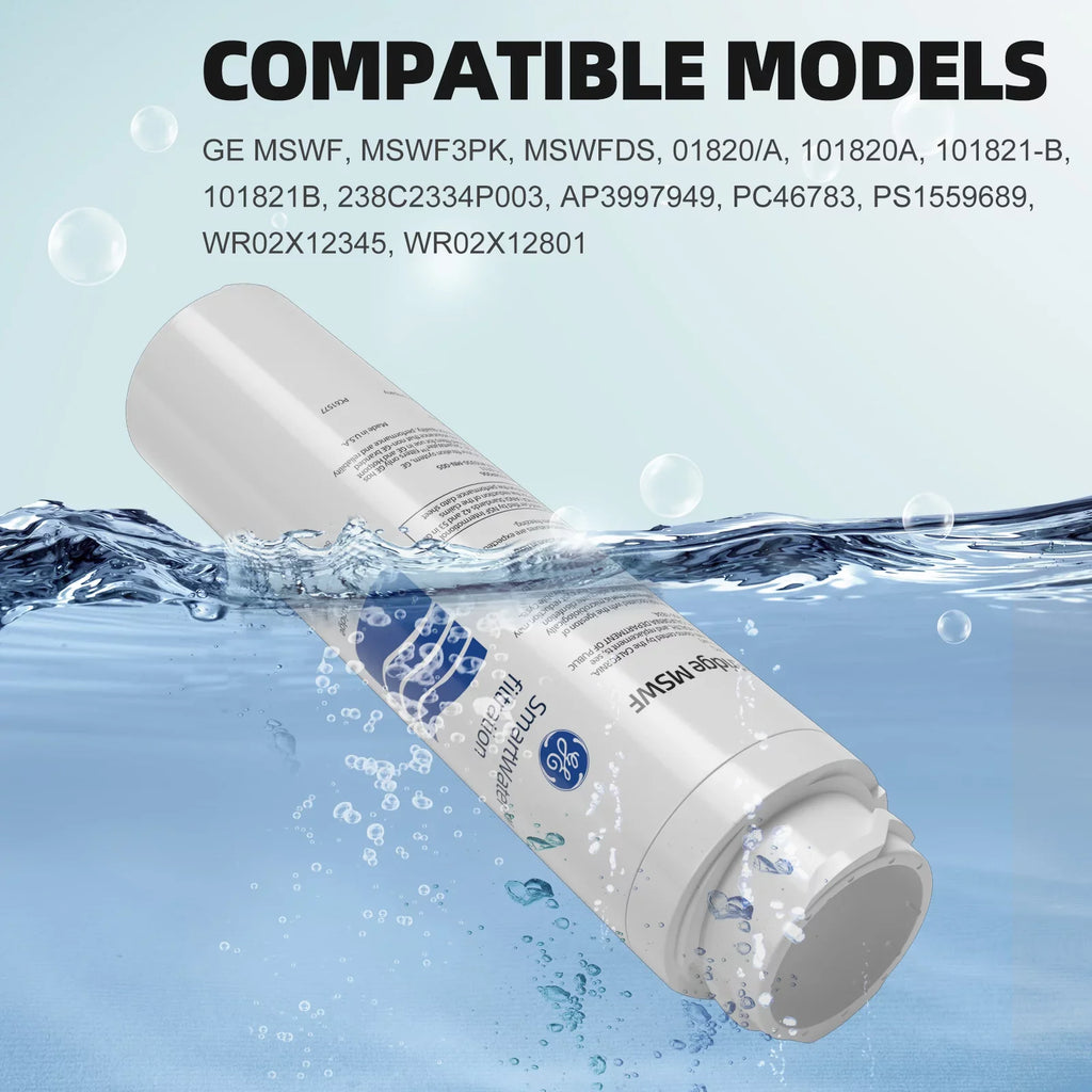MSWF Refrigerator Water Filter, Replacement for GE MSWF, Tier1 RWF1062, Aquafresh WF282, Arrowpure APF-1800, AQUACREST AQF-MSWF and Ice Pure RWF1500A Pack of 6