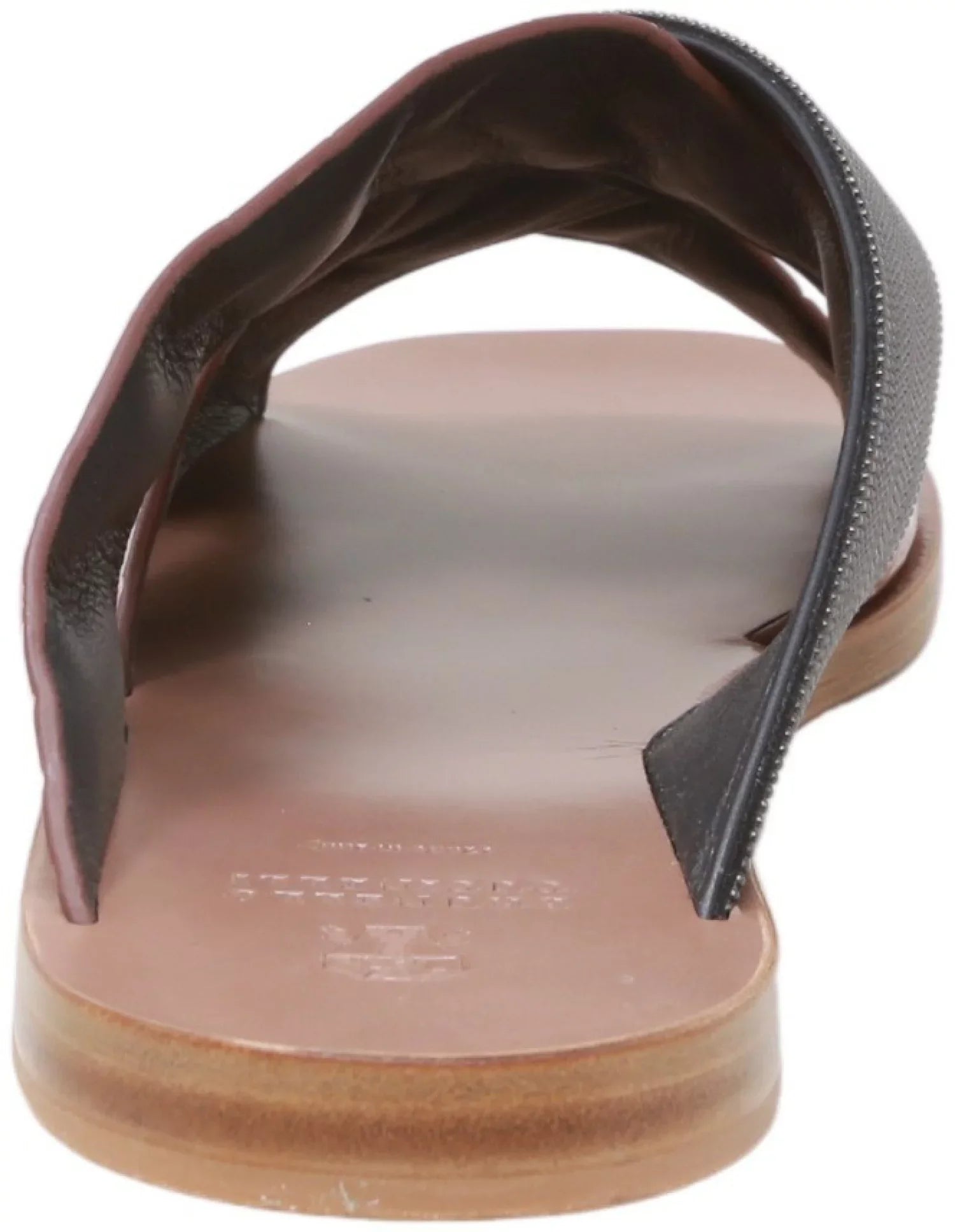 Brunello Cucinelli Women's Lizard-Effect Metallic Sliders Black / Snake Leather Sandal - 7 M