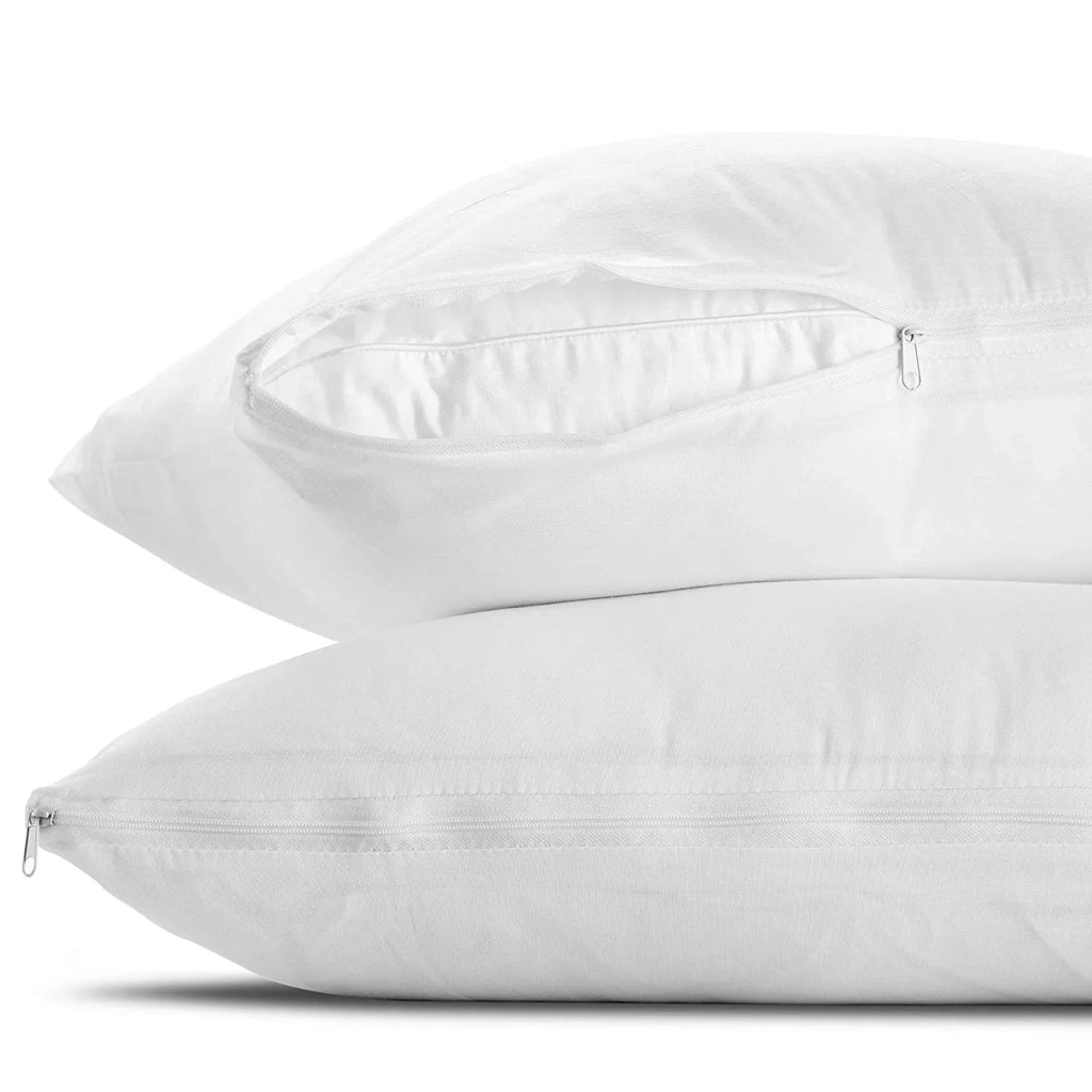 Poly-Cotton Zippered Pillow Wrap - Standard Size Pillow Protector - Protects from Dirt, Dust, and Debris - 12 Pack