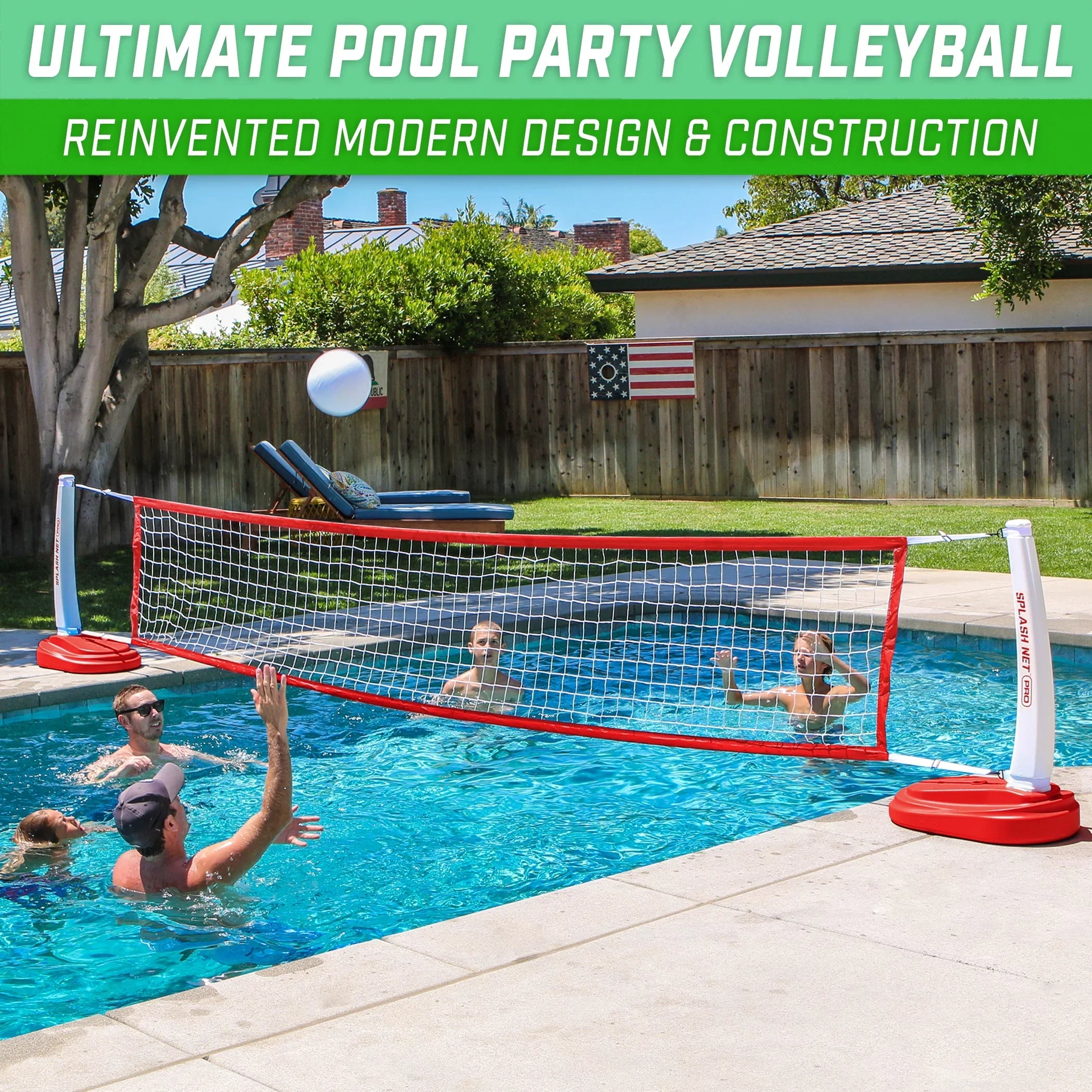 GoSports Splash Net PRO Pool Volleyball Net, Includes 2 Balls, Red