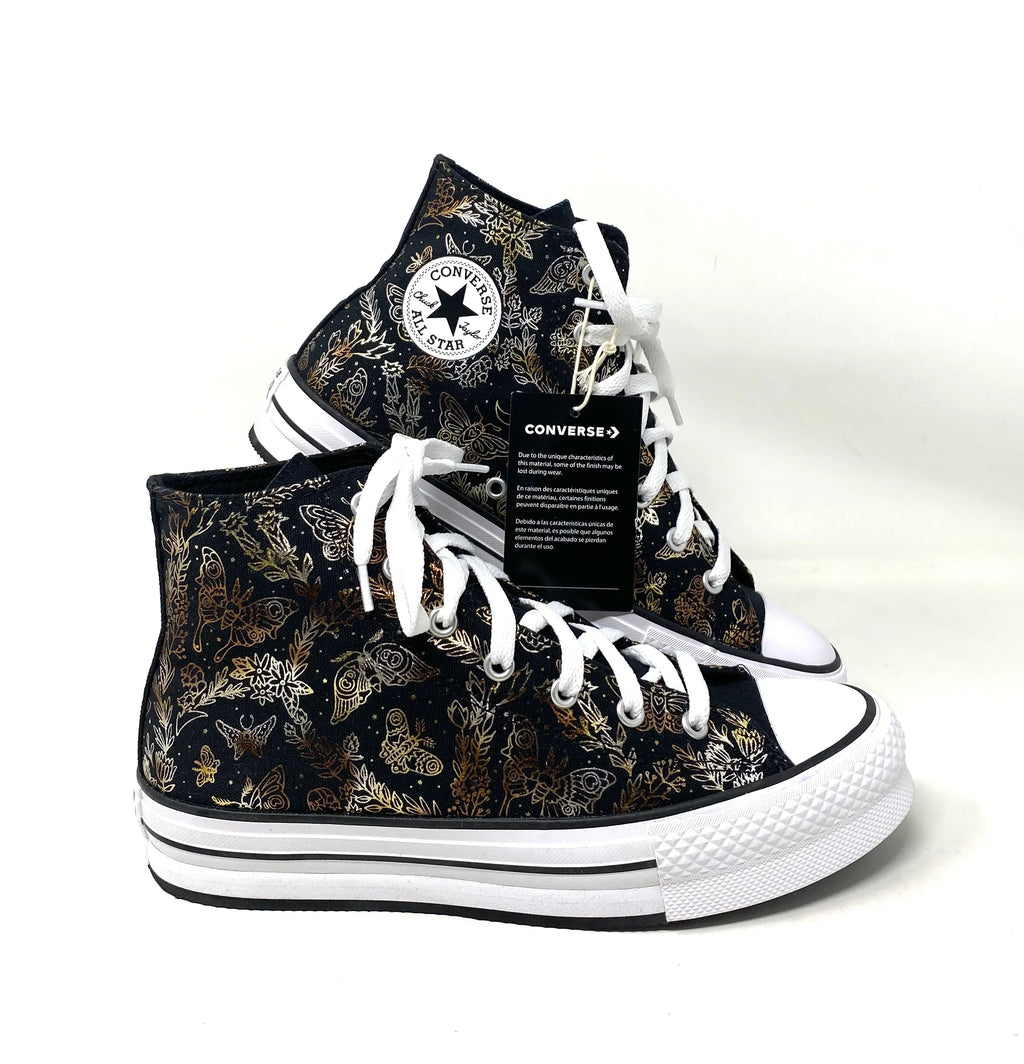 Converse CTAS Lift Platform High Top Black Women's Kids Canvas Sneakers A01511C