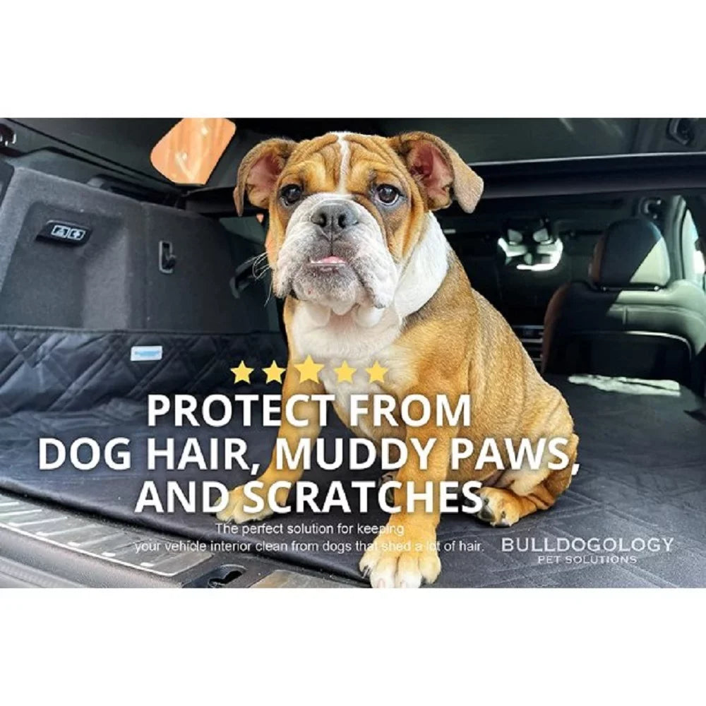 Bulldogology SUV Cargo Liner for Dogs - Heavy Duty Pet Trunk Cargo Protection - Dog Car Seat Protection Waterproof Nonslip - Dog Hair, Muddy Paws, Scratches Shield Protector for Cars Vans SUVs (X-Large, Grey)