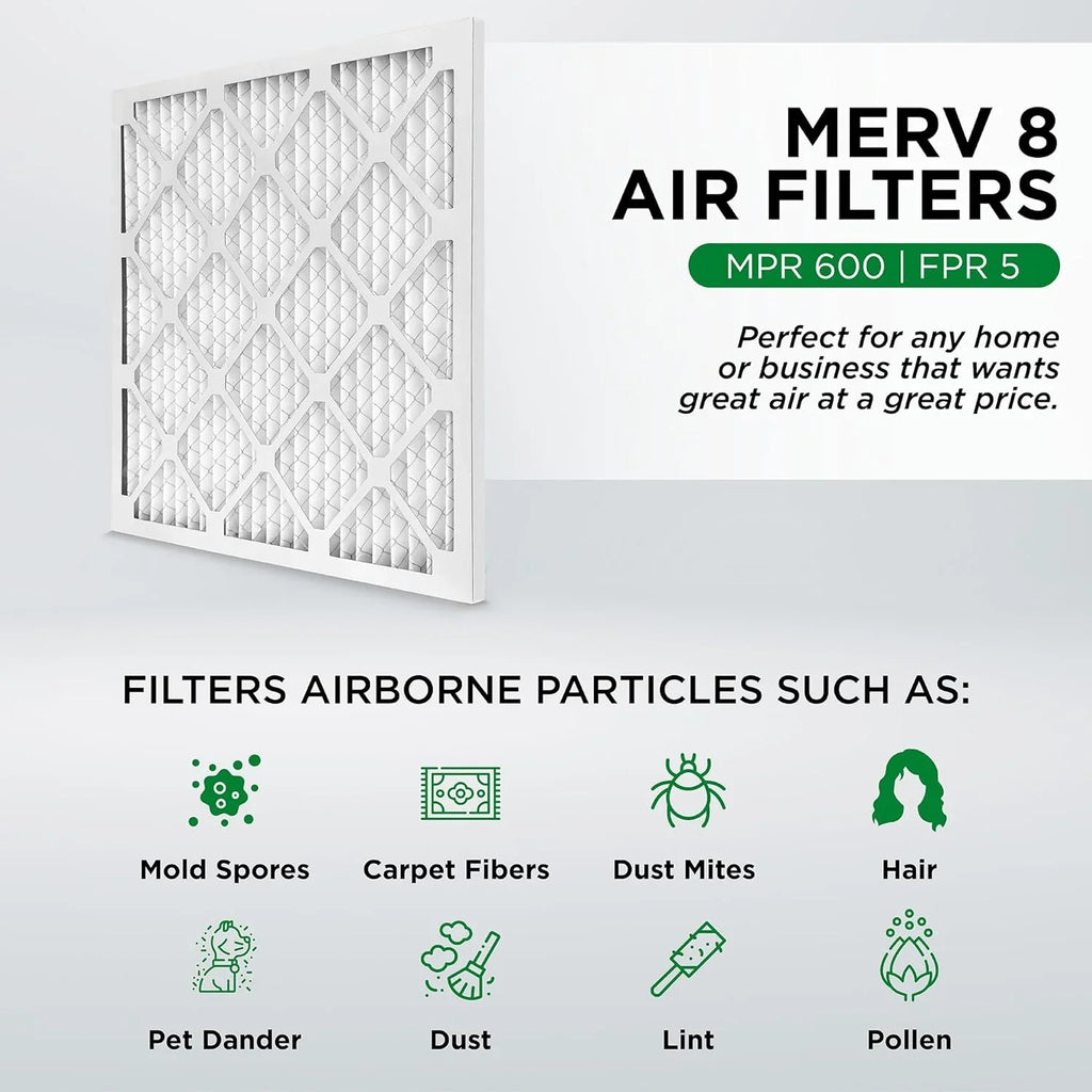 20X24x4 MERV 8 Pleated HV Furne Air Filters. Case Of 6. Ext Size: 19-3/8 X 23-3/8 X 3-3/4