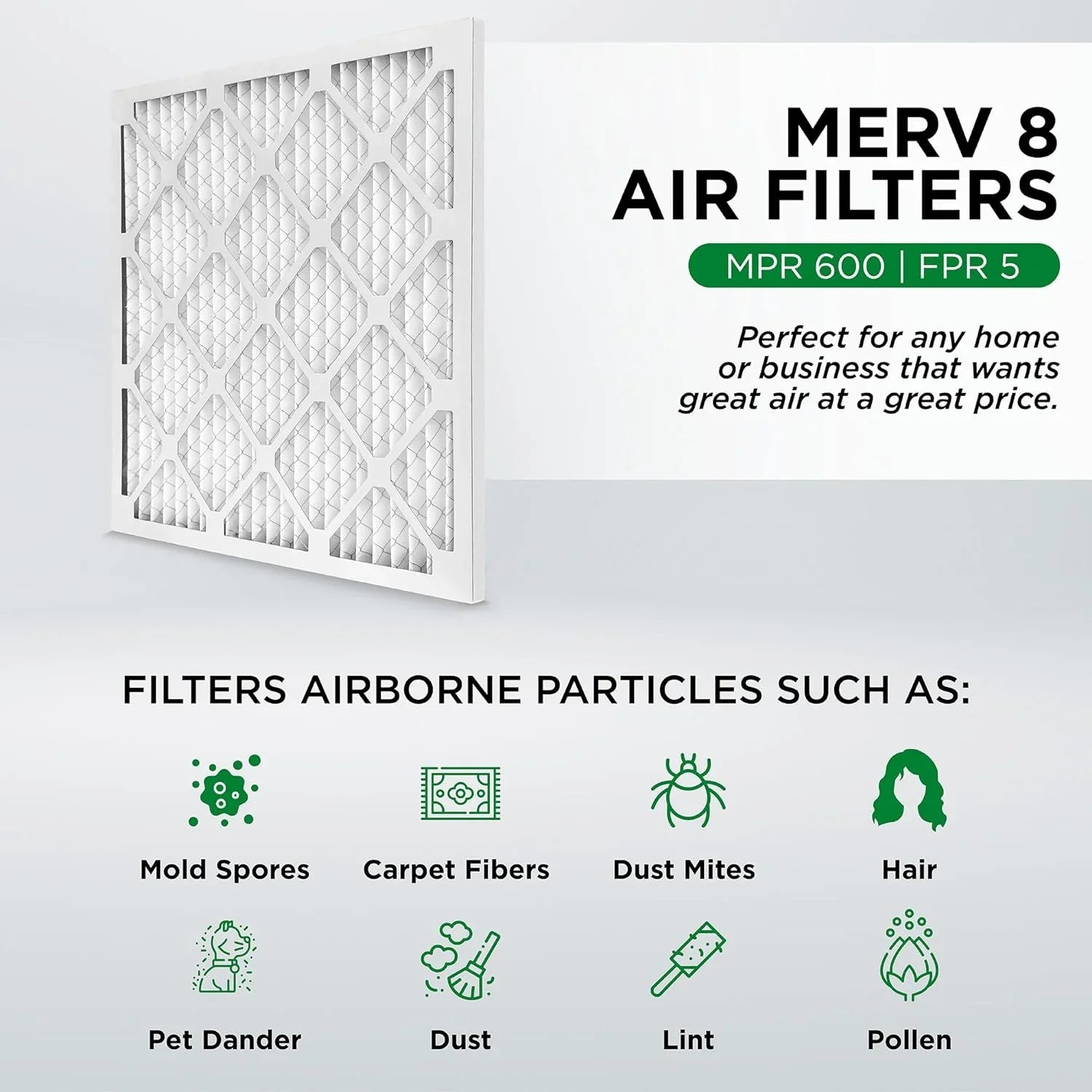 20X24x4 MERV 8 Pleated HV Furne Air Filters. Case Of 6. Ext Size: 19-3/8 X 23-3/8 X 3-3/4