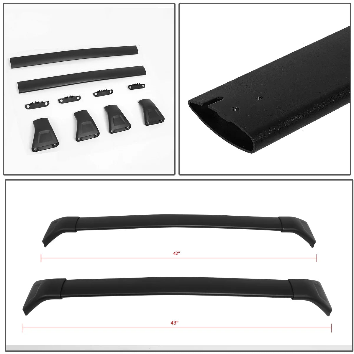 DNA Motoring PT-ZTL-8070 For 2017 to 2018 Mazda CX -5 CX5 Compass Pair Factory Style Aluminum Roof Rack Rail Cross Bar Cargo / Luggage Carrier