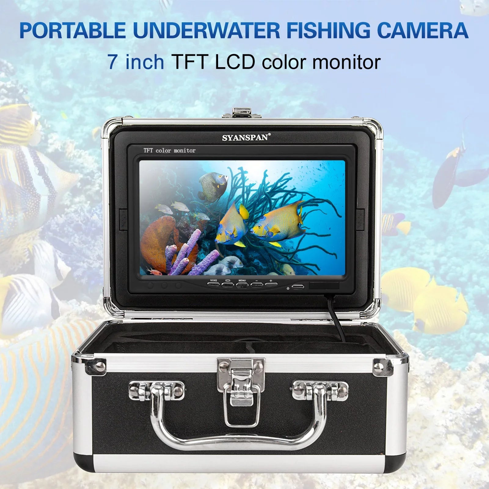 SYANSPAN Underwater Camera,Camera Fish 12 7 Inch 1200tvl Led Lamps 15m 12 White Led 12 Infrared Led Lamps 15m Ice 15m Ice Sea Buzhi Eryue Huiop 1200tvl Under Camera Siuke
