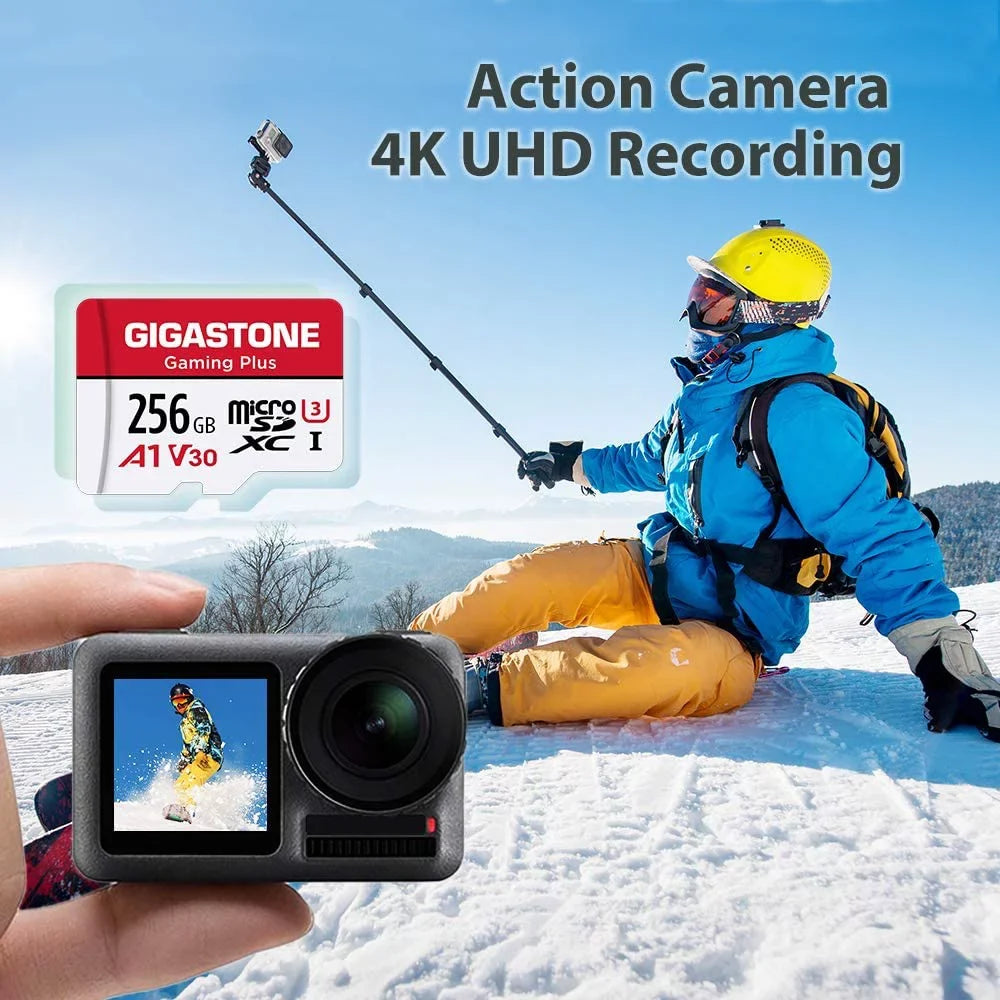 Gigastone 256GB Micro SD Card, Gaming Plus, Nintendo Switch Fitting High Speed 100MB/s, 4K Video Recording, Suitable with Nintendo Switch Dash Cams GoPro Cameras, 2 Pack (2x256GB)