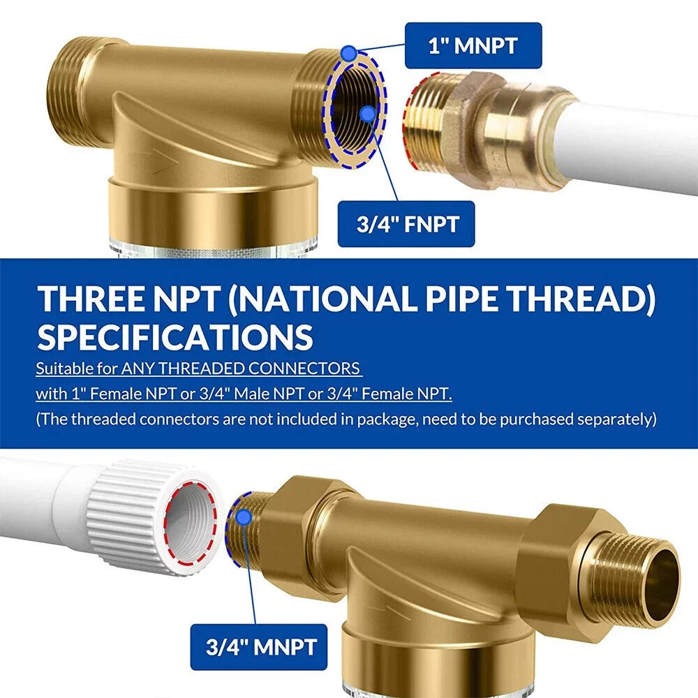 Jahy2Tech Primary Water Pre-Filter Rust Prevention Washable Fits All Pipes Easy Maintenance