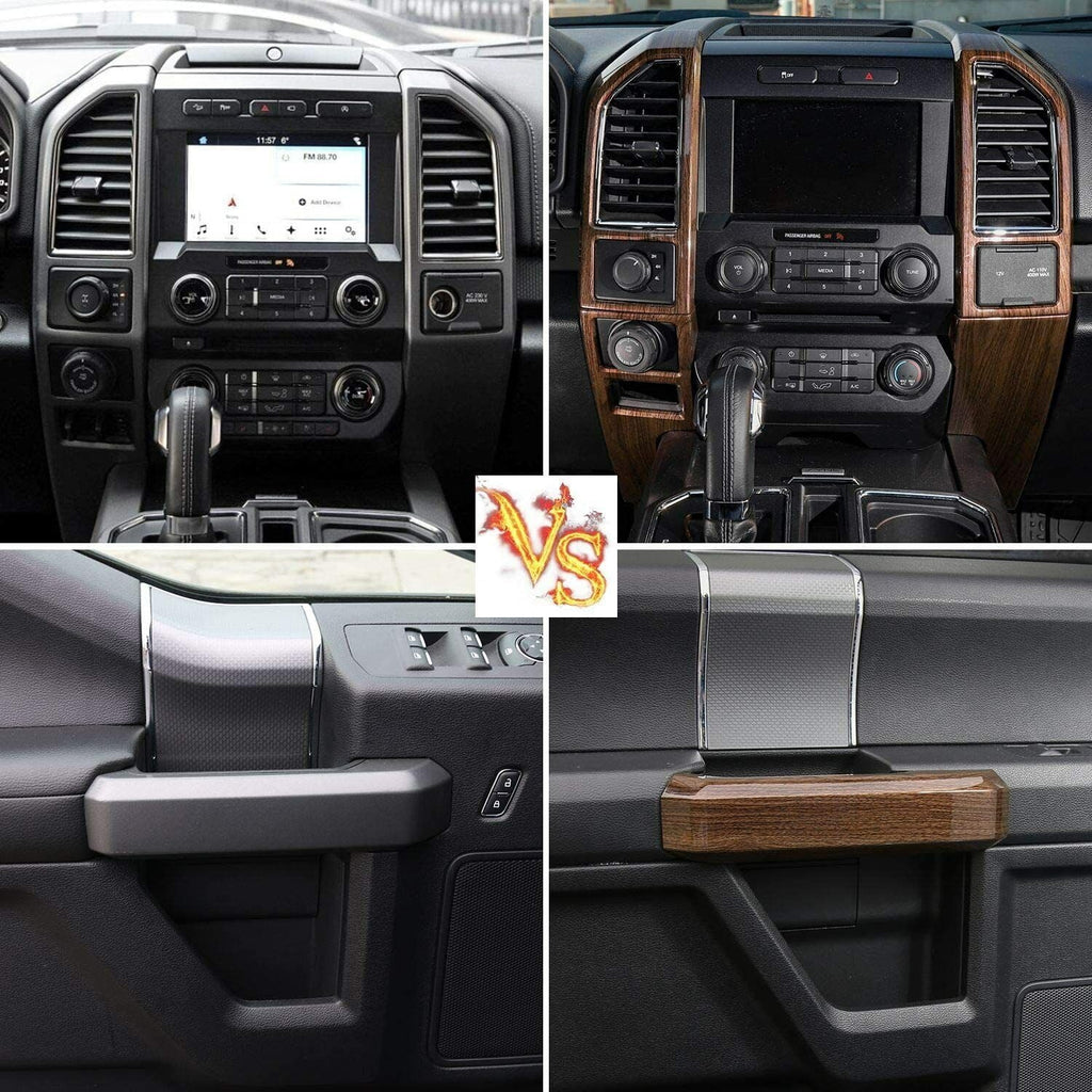 Teledu F150 + Wood Grain Interior Center Console Decoration Trim Shield Kit