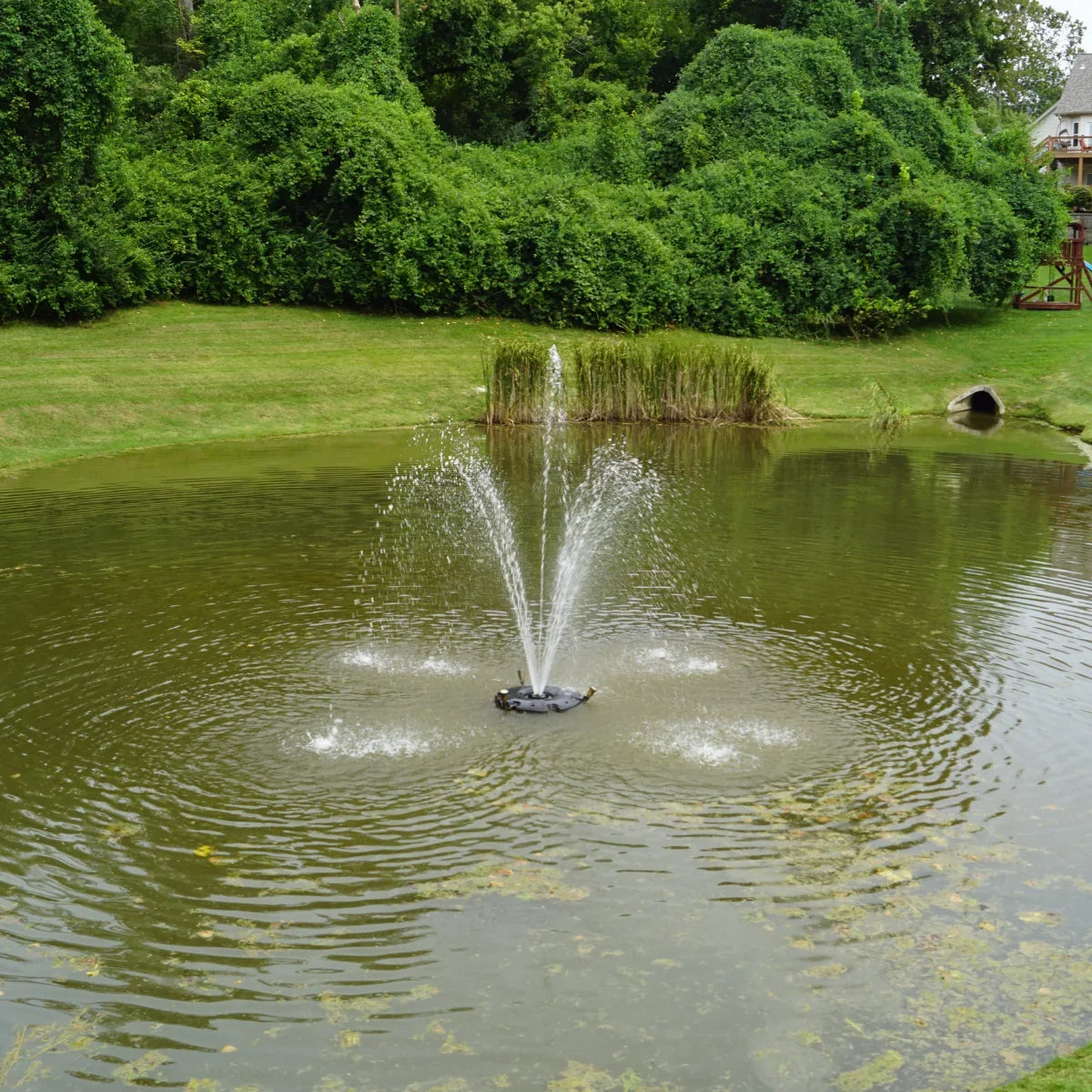 HALF OFF PONDS 1.2 HP Floating Fountain | 200 foot Cord | 11 Patterns | Surface Aeration for Ponds | AQF10000-200