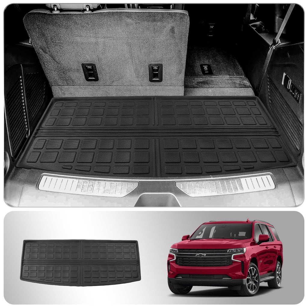 Fit 2021-2023 Chevry Tahoe GMC Yukon (Behind The 3rd Row Seats) Trunk Mat Cargo Liner Cargo Mat TPE All Condition Trunk Liner 2022 Chevy Tahoe Accessories (Trunk Mat)