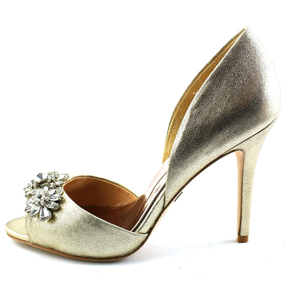 Badgley Mischka Women's Giana II D'Orsay Pump, Pewter Metallic Suede, 7.5 M US