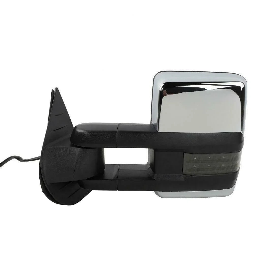 Teledu Power Heated Chrome Towing Mirrors For Chevrolet GMC LED Signal&Backup Lamp