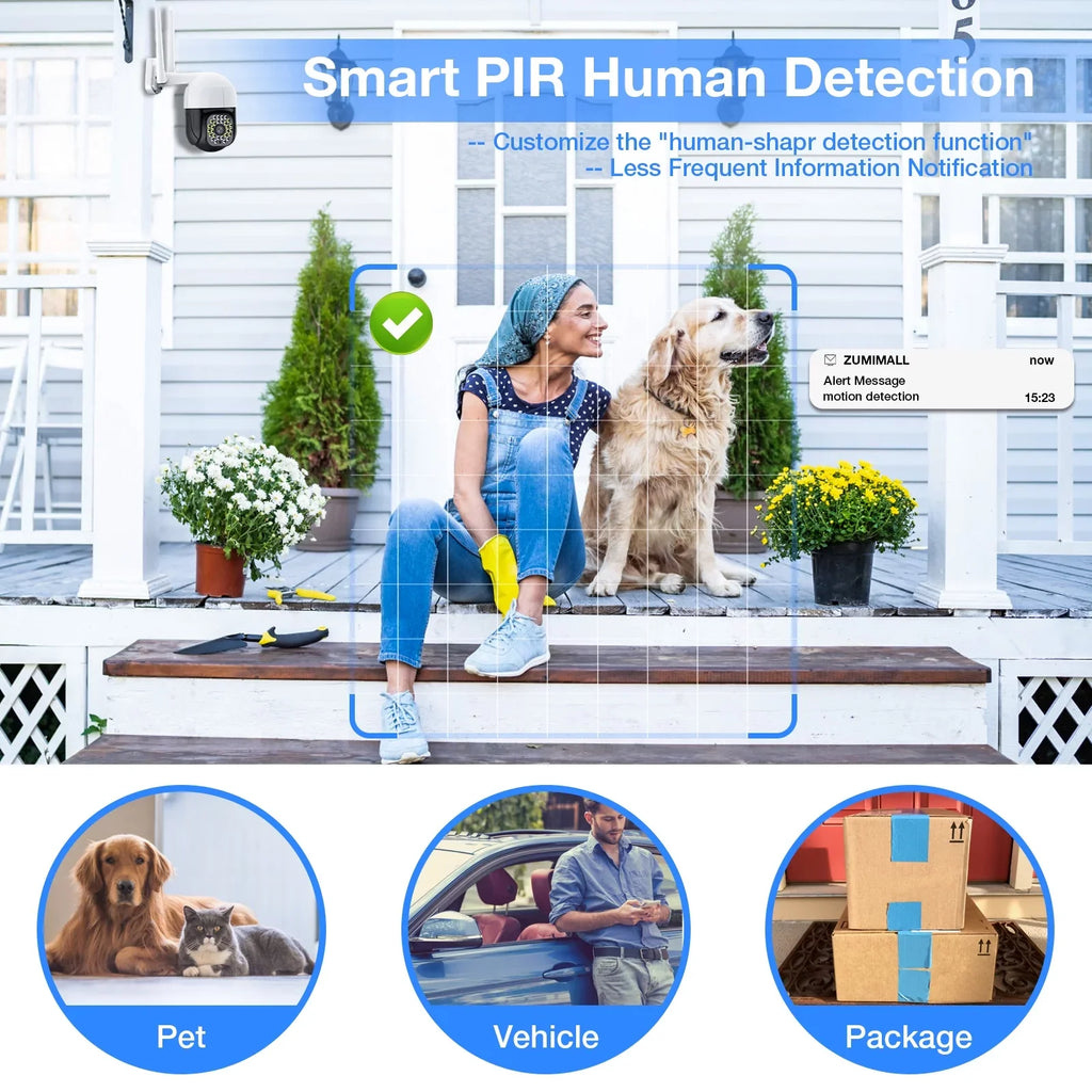 TOPVISION Security Cameras WiFi Door Camera, 2K Full Color Night Vision Outdoor Camera Home Camera with 360° PTZ View, Motion Detection, Siren, 2 Way Audio (2.4Ghz WiFi, Plug in)