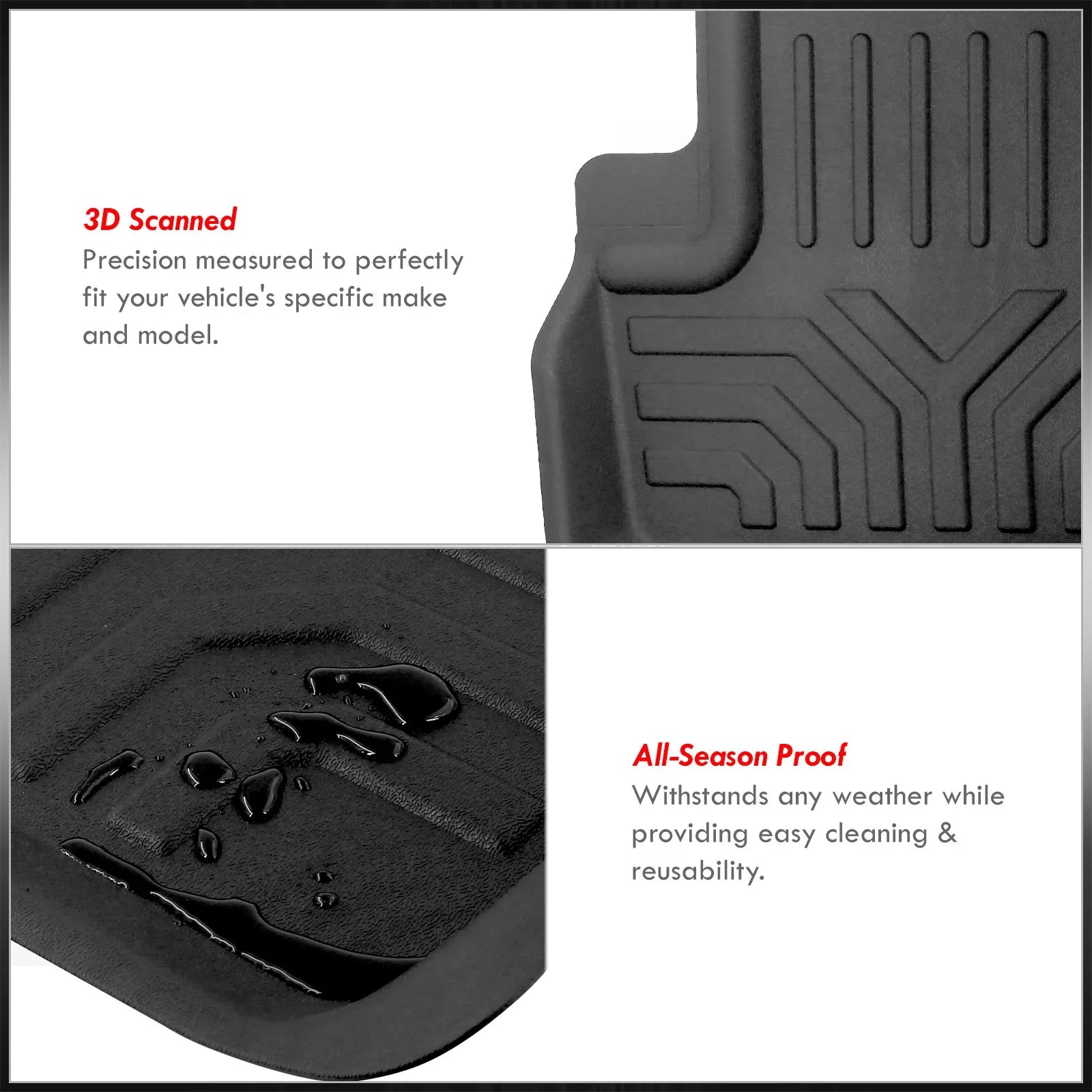 AJP Distributors All Condition Season Proof Protection Guard TPE Rubber Floor Mats Liner Front & Rear Set Suitable For Tesla Model 3 2017 2018 2019 2020 2021 2022 2023 17 18 19 20 21 22 23
