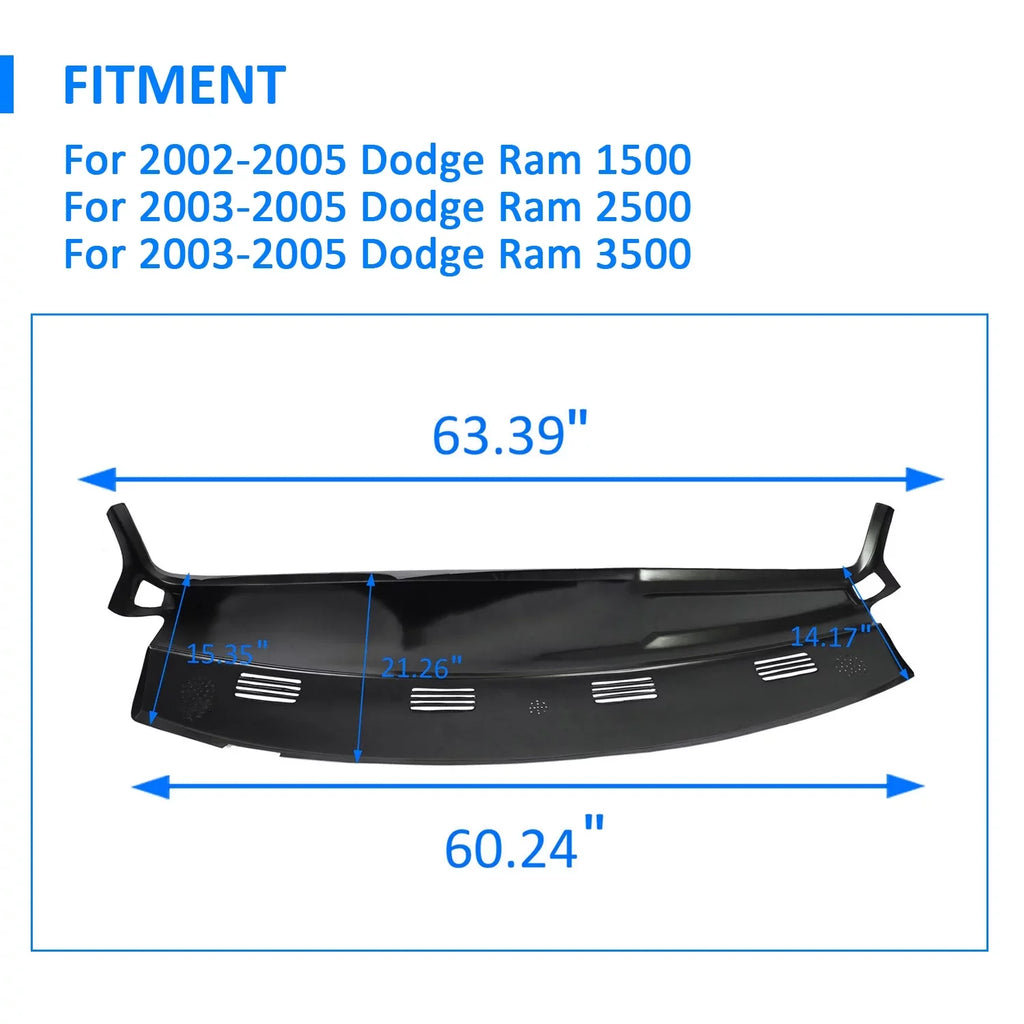 Kojem Dashboard Coating for 2002 2003 2004 2005 Dodge Ram 1500 2500 3500 Molded Dash Pad Board Shield Skin Cap Protector Overlay Black