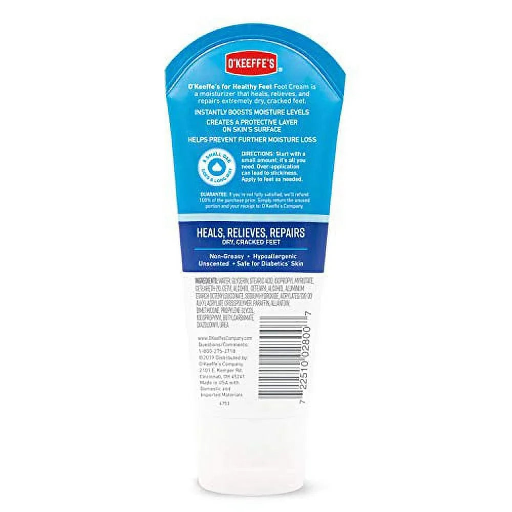 O'Keeffe's Healthy Feet Foot Cream for Extremely Dry, Cracked Feet, 3 Ounce Tube, (Pack of 1)