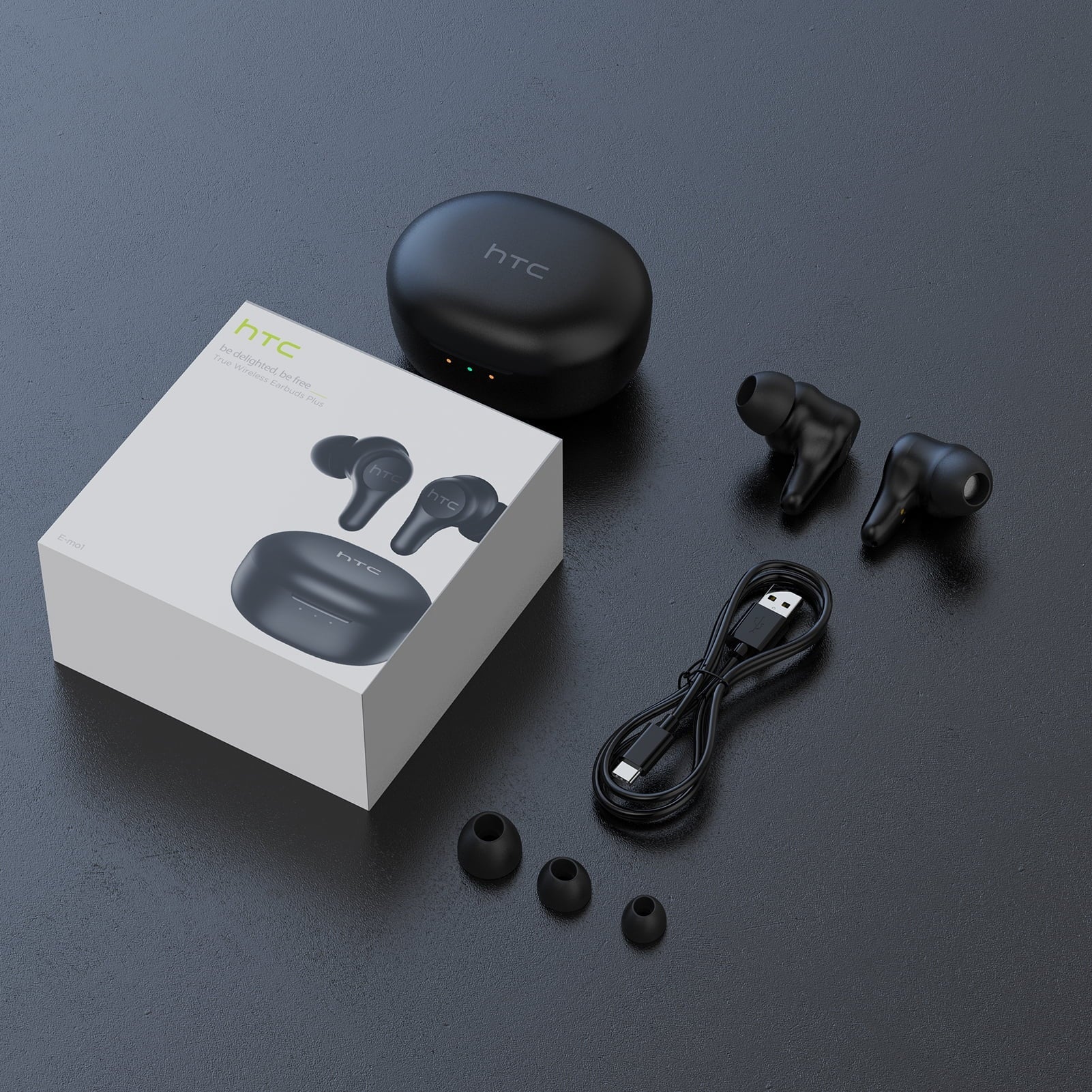 HTC True Wireless Earbuds Plus - Active Noise Cancellation IPX5 Water Durable Bluetooth 5.0 Headphones with ENC, 24-Hour Playtime, Stereo in-Ear Touch Control Wireless Earphones