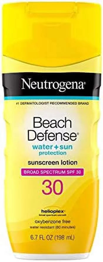 Neutrogena Beach Defense Water Impervious Sunscreen Body Lotion with Broad Spectrum SPF 30, Oil-Free and Fast-Absorbing, 6.7 oz