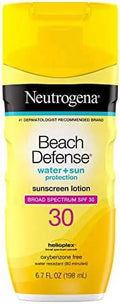 Neutrogena Beach Defense Water Impervious Sunscreen Body Lotion with Broad Spectrum SPF 30, Oil-Free and Fast-Absorbing, 6.7 oz
