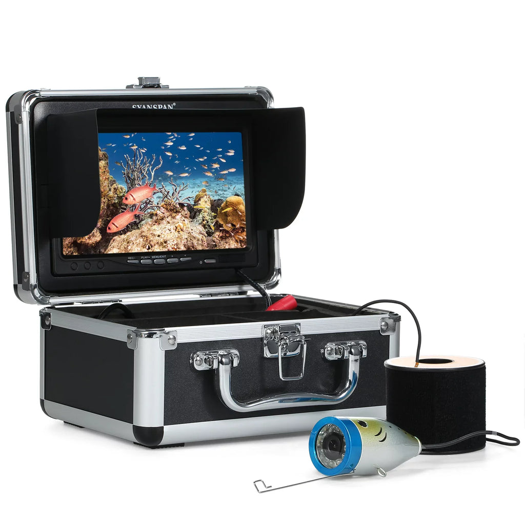 moobody Underwater Fishing Camera Fish Finder with 12LEDs 7Inch/9Inch LCD Display 15M/30M/50M Cable IP68 Waterproof for Sea Lake Craft Ice Fishing