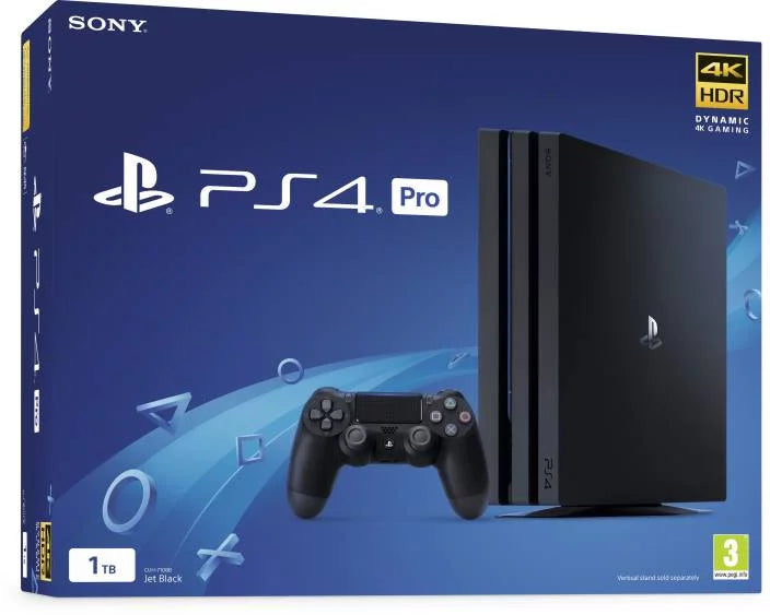 Sony PlayStation 4 PRO 1TB Gaming Console Black, HDMI Cable 2 Controller With Cleaning Kit Like New