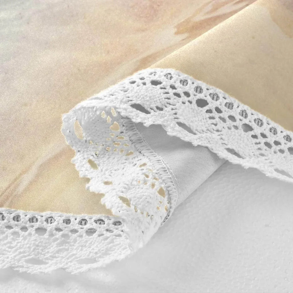 SKYSONIC Starfish Summer Beach Round Tablecloth 60inch Indoor Wrinkle Free, Sea Wave Conch Circular Lace Table Shield Washable for Kitchen Party BBQ Dining Decor
