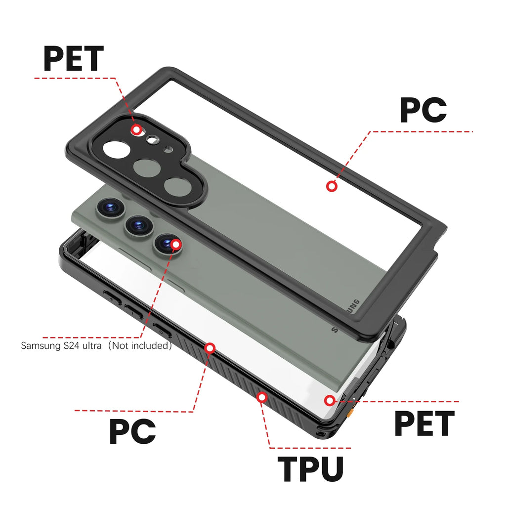 Cowithday Waterproof Case for Samsung Galaxy S24 Ultra 5G Phone 2024, with Screen Protector 360° Full Body Heavy Duty Military Protection Shockproof IP68 Underwater Wrap for Galaxy S24 Ultra, Black