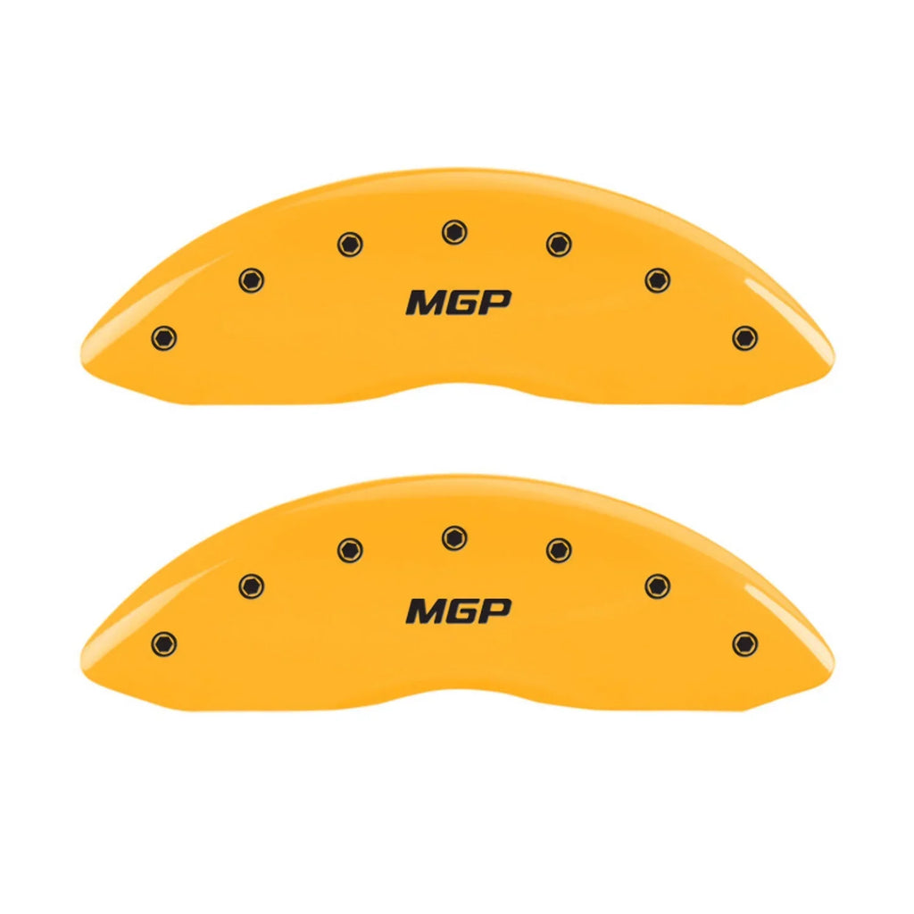 MGP 4 Caliper Wrap Engraved Front & Rear MGP Yellow finish black ch Fits select: 2013 CHRYSLER 300, 2012 CHRYSLER 300C LIMITED