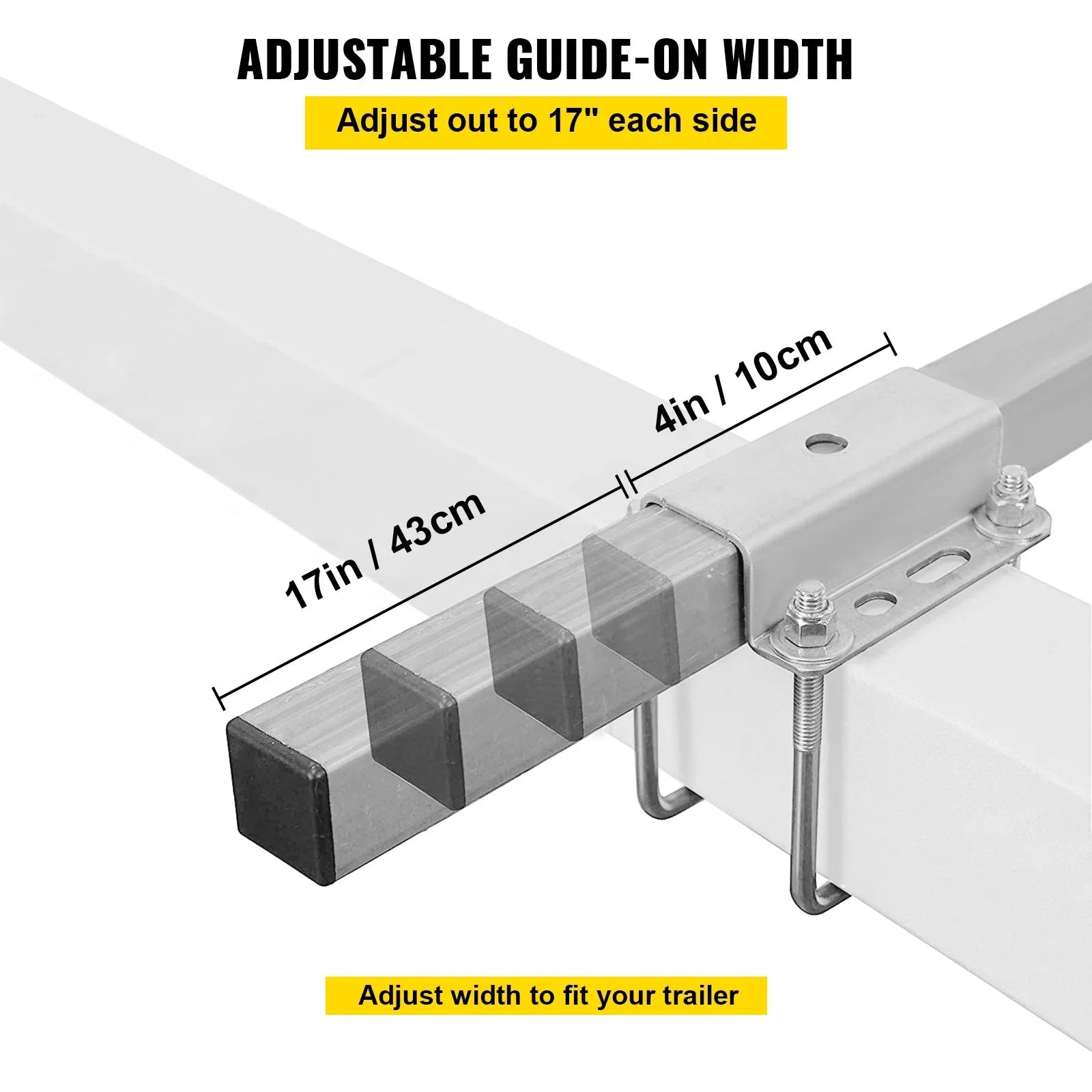 VEVORbrand Craft Trailer Guide-on, 40", 2pcs Galvanized Steel Trailer Post Guide on, with LED-Lighted PVC Tube Wrap Mounting Hardware Included, for Ski Ship Fishing Watercraft or Vessel Trailer