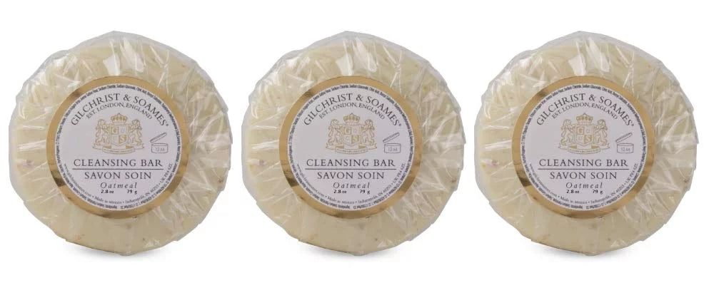 Gilchrist & Soames English Spa Oatmeal Cleansing Bar Trio Soaps - Set of 3, 2.8 Ounces Each