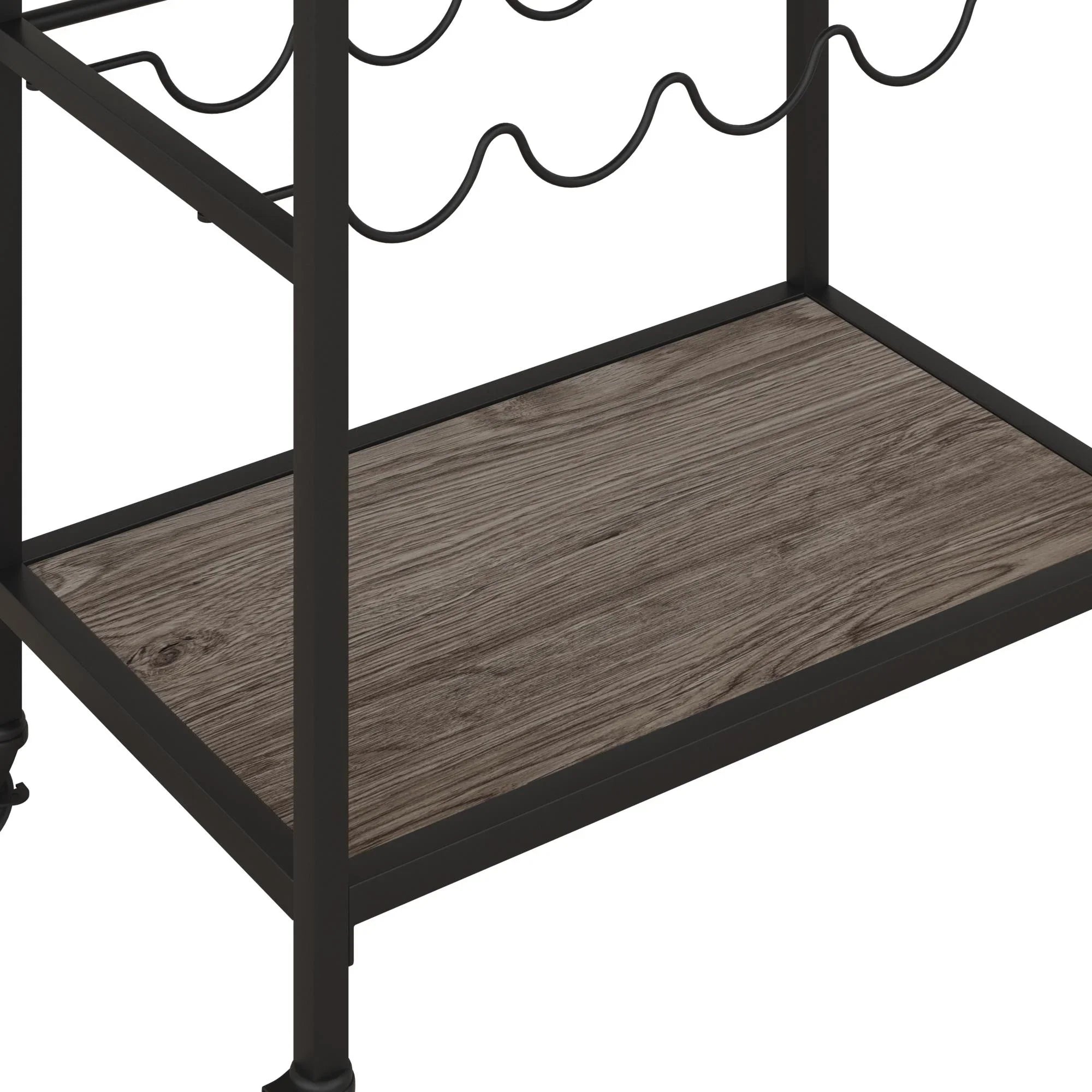 Novogratz Nora Multifunctional Kitchen Cart, Wine Rack and Pantry Storage, Stainless Steel and Black Metal, Brown