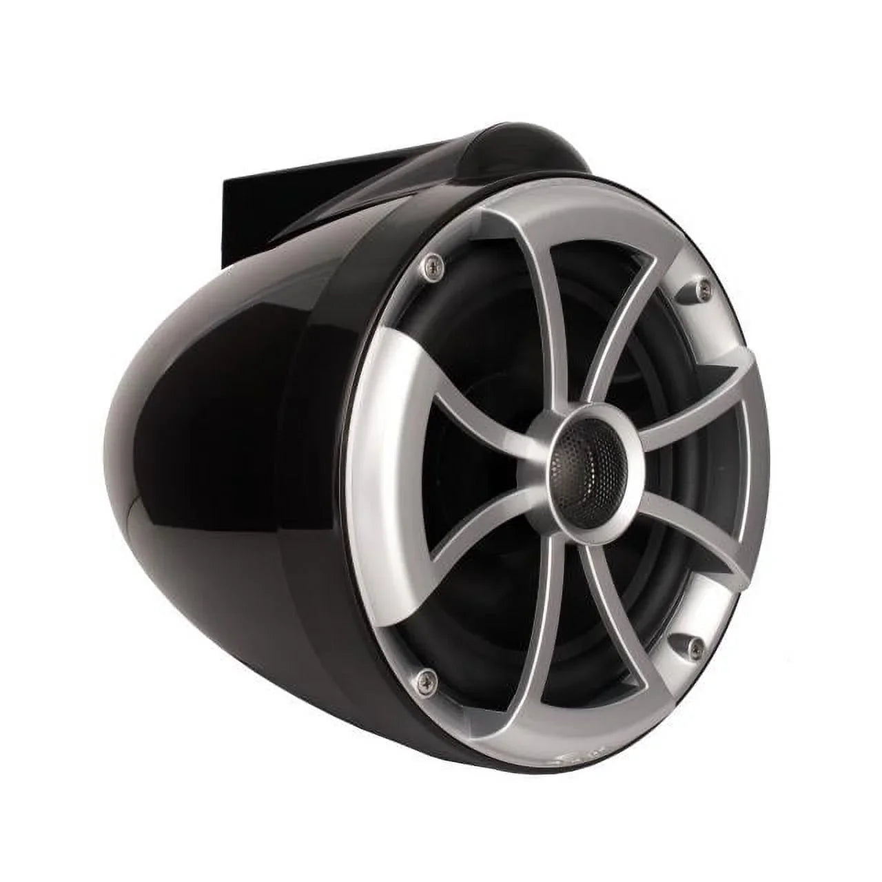 Wet Sounds ICON8B-FMINI 8" Black Tower Speakers with Stainless Steel MINI Fixed Clamps & SYN-DX2.3 1200 Watt Amplifier