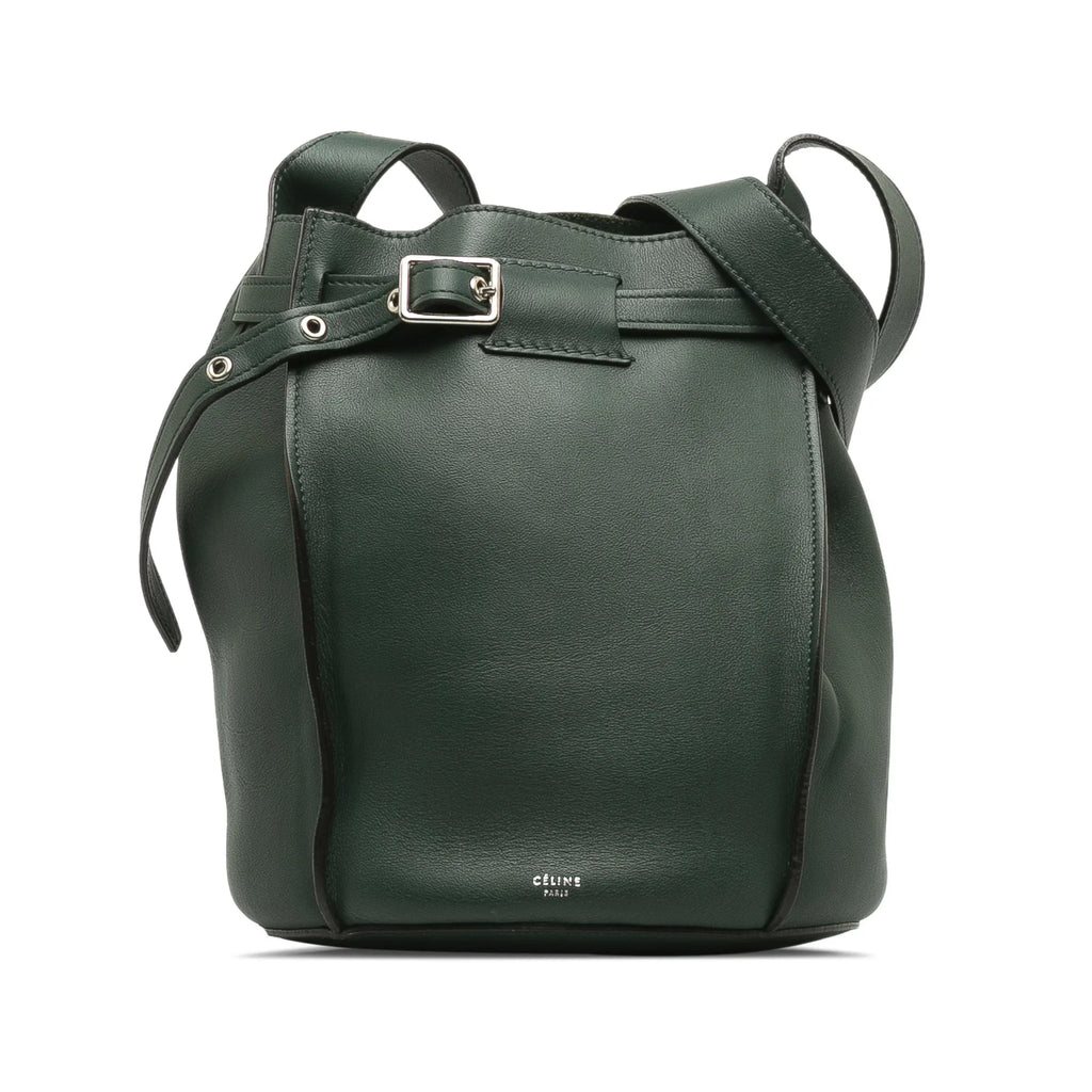 Pre-Owned Authenticated Celine Big Bag Bucket Calf Leather Green Bucket Bag DrawstringBag Unisex (Good)
