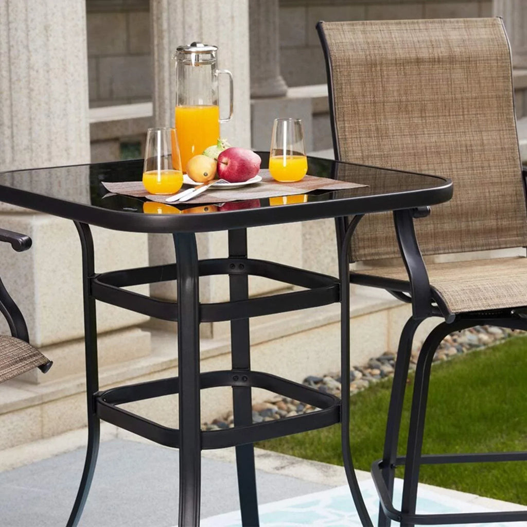 Lilac Strong & Solid Glass Bar Table For Deck Or Porch