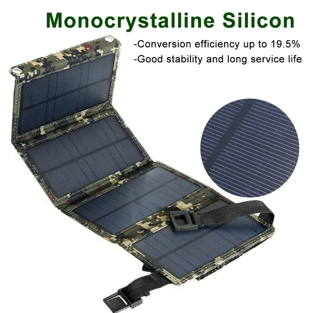 JLLOM Outdoor 80W USB Solar Panel Folding Power Bank Camping Hiking Phone Charger